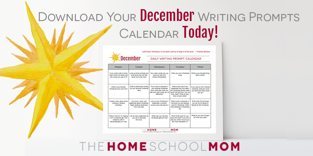 December Writing Prompt Calendar TheHomeSchoolMom