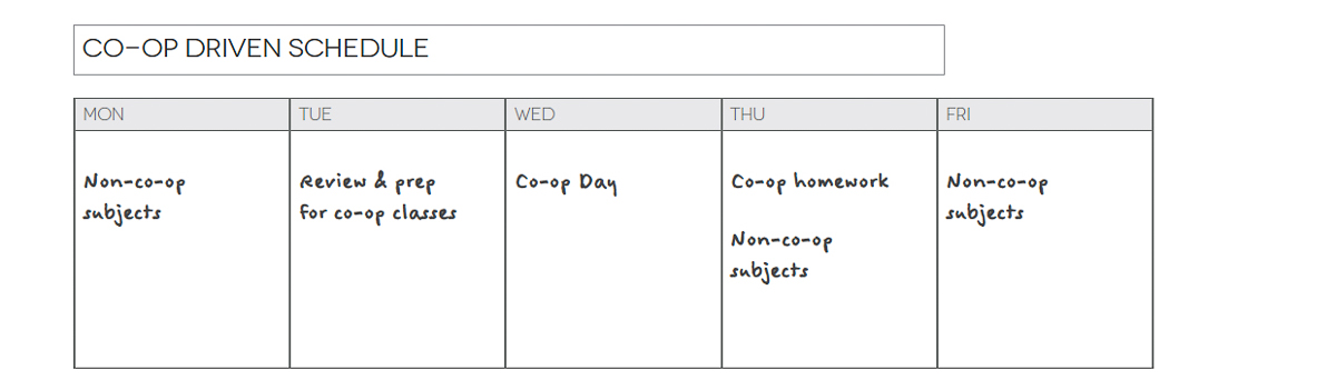 Five Day Homework Planner 