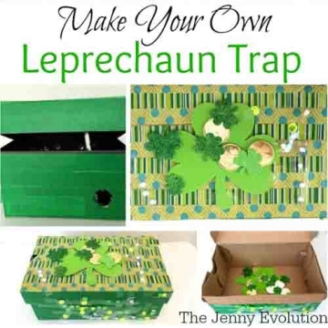 Leprechaun Trap craft (decorated green shoebox).