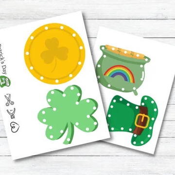 St. Patrick's Day themed sewing cards.